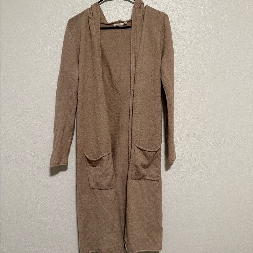 Cozy Hooded Tan Women's Cardigan